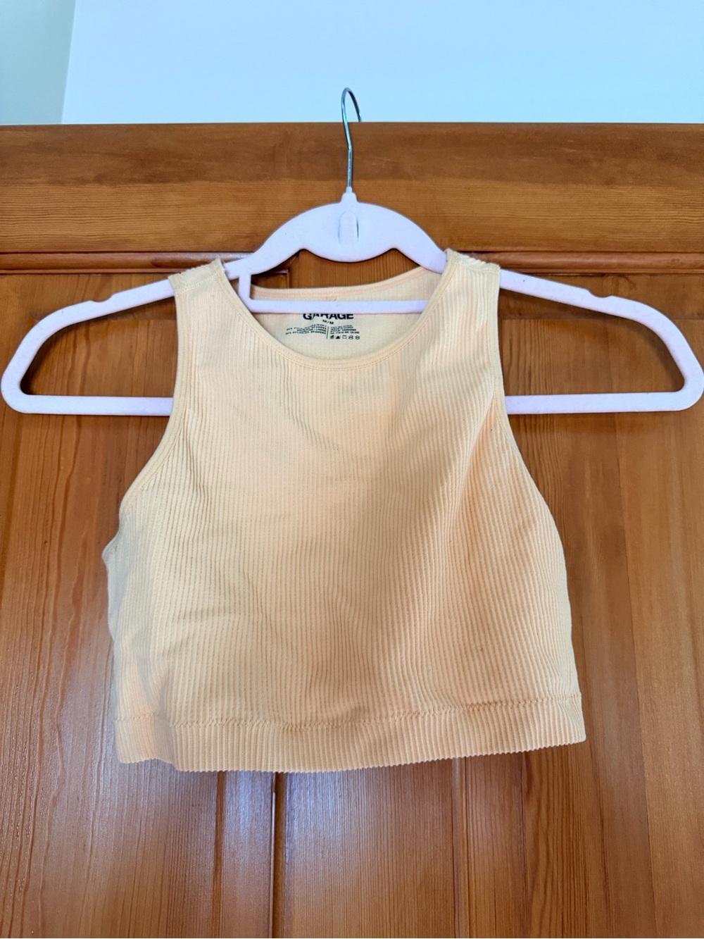 Garage Ribbed Cropped Tank Top in Pale Yellow